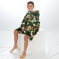 18C877: Kids Plush Oversized Hoodie- Camo (One Size - 7-13 Years)